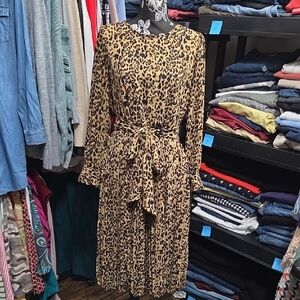 J. Crew Animal Print Long Sleeve Dress